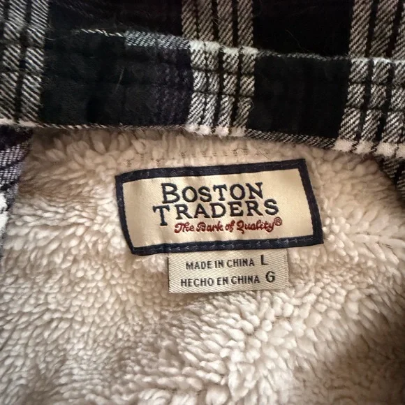 Boston Traders Navy and White Plaid Hooded Shirt - Picture 2 of 2